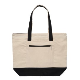 12 Oz. Cotton Canvas Zippered Tote Bag