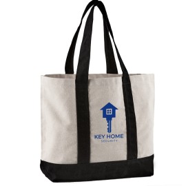 10 Oz. Newport Cotton Canvas Striped Tote Bag