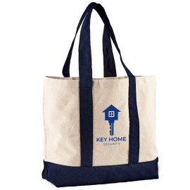10 Oz. Newport Cotton Canvas Striped Tote Bag