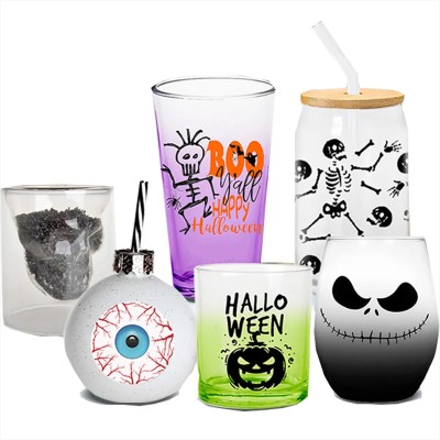 13.5 oz Halloween Glass Can Cup