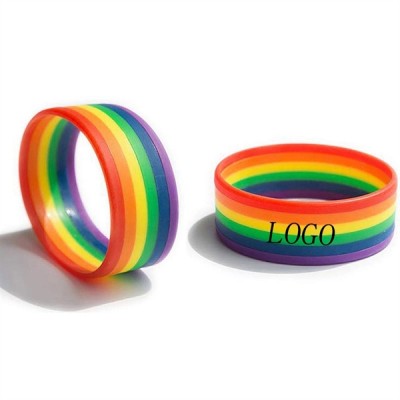 Rainbow Silicone Pride Wristbands Sports Rubber Bracelets