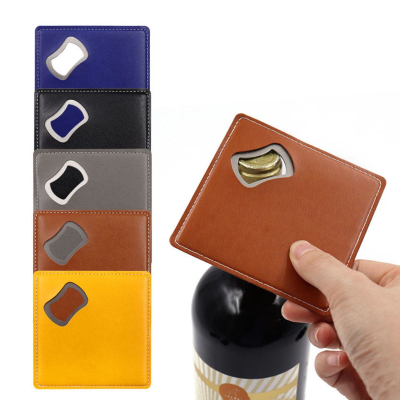 Leatherette Coaster with Bottle Opener