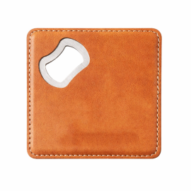 Leatherette Coaster with Bottle Opener