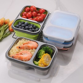 Foldable Silicone Bento Box with Spoon