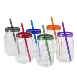 16OZ Colored Single Layer Mason Straw Cups