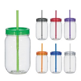 16OZ Colored Single Layer Mason Straw Cups